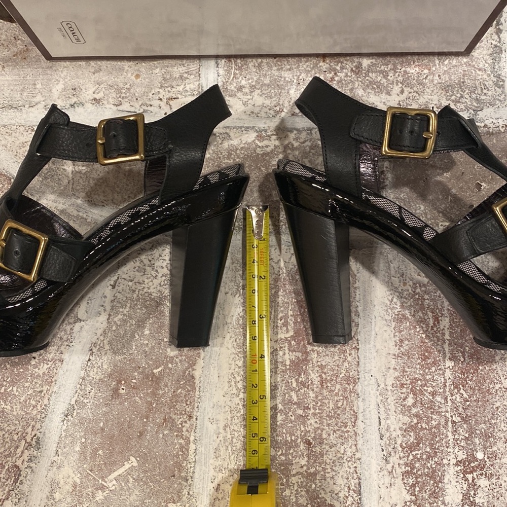 NWT.  Coach 3.5” heels. Jamie Textured Calf. Leather and Patent Platform - Picture 7 of 11